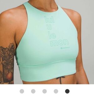 lululemon Energy High-Neck Medium B-D Cup Support Bra Size 4 Spell Out Wild Mint